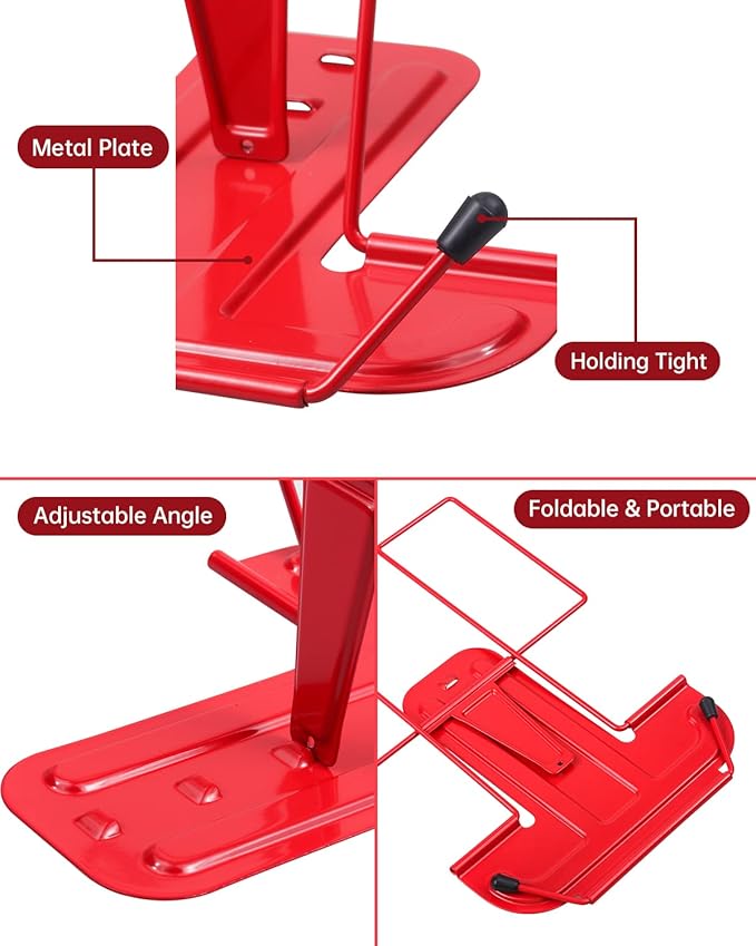 Honagu Book Stand for Reading, Adjustable Reading Rest Book Holder, Documents Stand, Sturdy Typing Stand for Recipes Textbooks Tablet Music Books (Red)