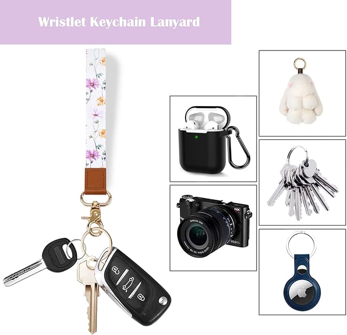 Coco Rossi Slim Front Pocket Wallet RFID ID Card Holder Cute Small Wallet with Wrist Lanyards Key Chain Holder for Women,White Daisy