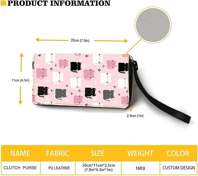 Bulopur Cute Cat Kitten Wristlet Wallet for Women Slim Thin RFID Blocking Credit Card Wallets Long Bifold PU Leather Card Holder Organizer Clutch Billfold with Zipper Ladies Girls Gift