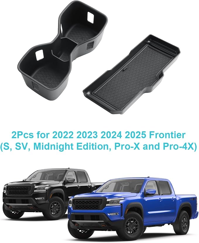 CDEFG 2Pcs for 2025 Nissan Frontier Center Console Organizer for 2022-2025 Nissan Frontier Accessories Middle Console Storage Box Cup Holder