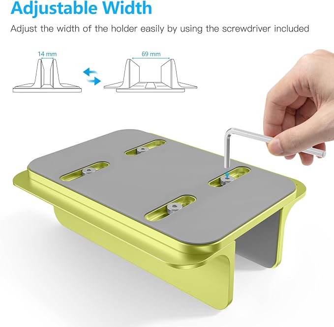OMOTON Vertical Laptop Stand Holder, Desktop Aluminum Stand for MacBook with Adjustable Dock Size, Fits All MacBook, Surface, Chromebook and Gaming Laptops (Up to 17.3 inches), Green