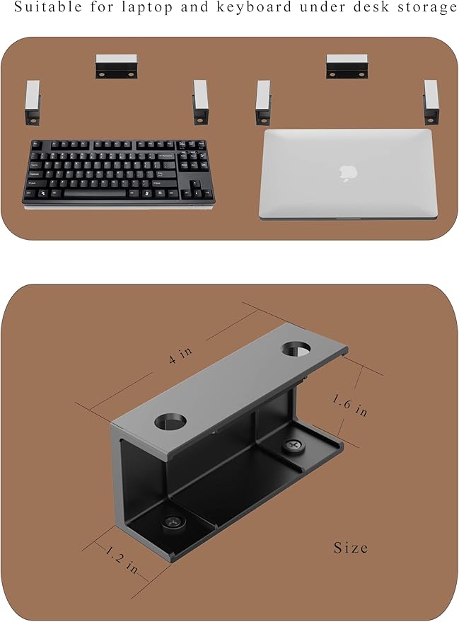Under Desk Laptop Mount Under Desk Laptop Drawer with Adhesive & Screw Fit for Macbooks, Keyboard, Routers, Modems, Cable Box, Network Switch and More (Black)