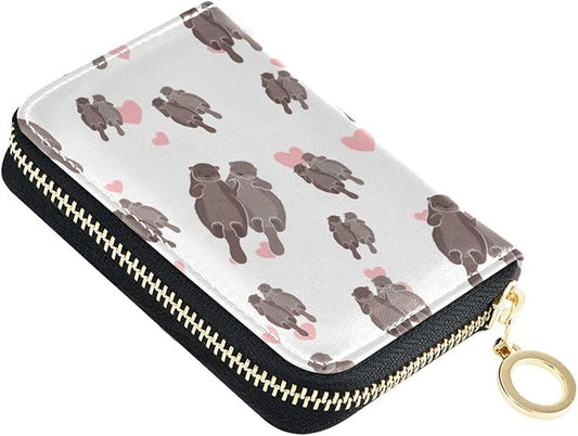 Cute Sea Otter RFID Credit Card Holder Wallets Accordion for Women Leather Zipper Card Case Accordion Wallet for Ladies Girls