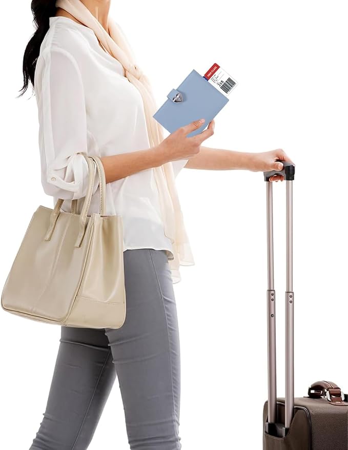YOXIER Passport-Holder-for-Travel-Women-Men Blue，lLarge capacity Passports Holders TravelCover Wallet Passport with Pen Holder