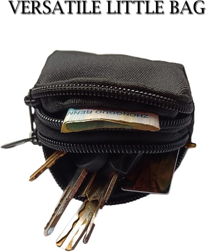 Outdoor EDC Pouch Admin Pouch mini Molle Pouches,Double Zipper EDC Pocket Organizer can be Worn on The Belt