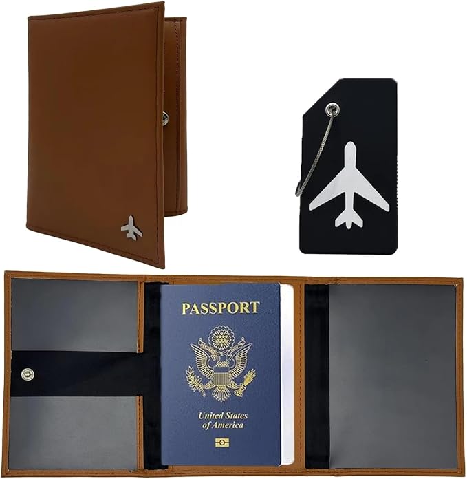 Pilot Wallet Passport Holder RFID Blocking Nappa Leather Travel Wallet, Stylish Travel Companion for Aviation Professionals (Brown)