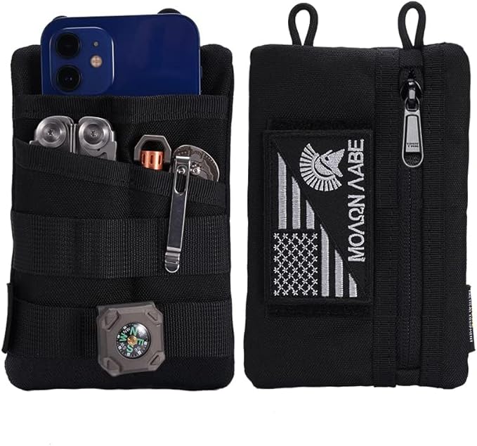 VIPERADE VE3-P EDC Pouch Small EDC Tool Bag Organiser Bag Pocket Organiser Nylon Multitool Bag Small for Torch Multitools Pen Notebook Black