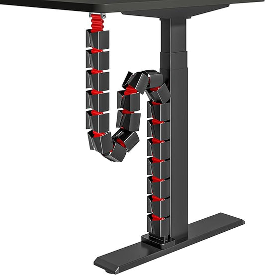 ARES WING Under Desk Cable Management Spine, Screw On Vertebrae Cable Management for Standing Desk, Length Adjustable Cord Organizer with 20 Modular Vertebrae for Office and Gaming Desks, Red