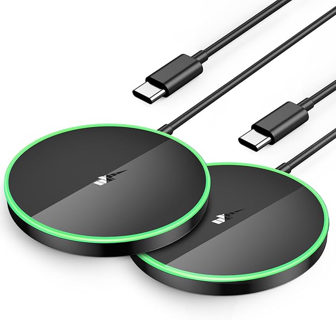 UMEIJA Magnetic Wireless Charger 15W Charger-Fast Charging Pad Compatible with iPhone16/15/14/13/12 Serie & Airpod 2 3 Pro-LED Pad with Dual Charging Ports Original Replacement 2 Pack Black