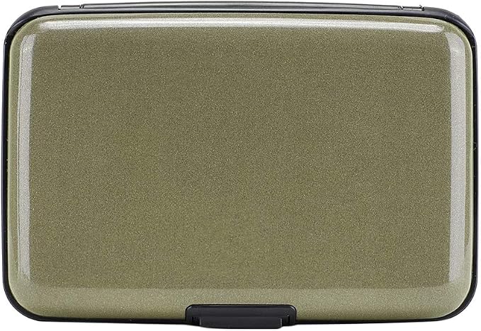 ELFISH RFID Blocking Credit Card Protector Aluminum ID Case Hard Shell Business Card Holders Metal Wallet for Men or Women (Army green)