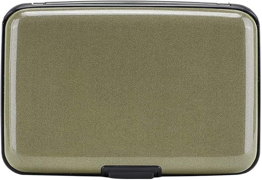 ELFISH RFID Blocking Credit Card Protector Aluminum ID Case Hard Shell Business Card Holders Metal Wallet for Men or Women (Army green)