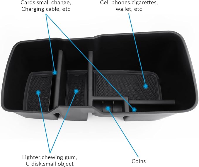 MARCHFA Center Console Lower Organizer Tray Compatible for Kia EV6 Accessories 2026 2025 2024 2023 Armrest Bottom Storage Box (Black)