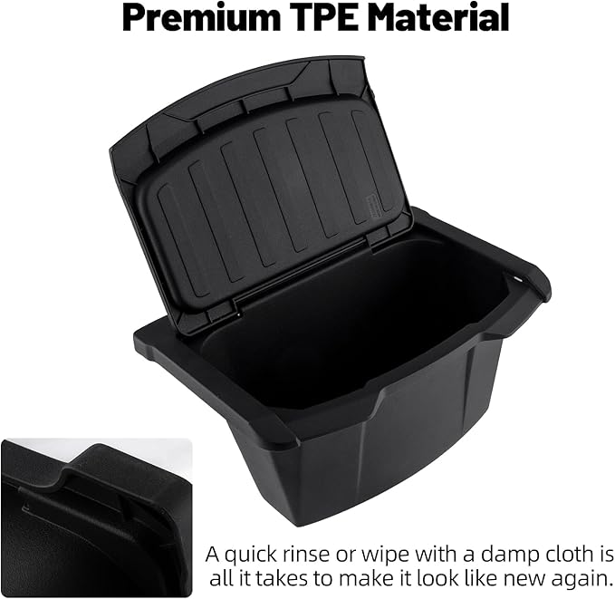 Rear Center Console Organizer for Tesla Model Y Juniper 2025 2026, Backseat Storage Box Under Center Console Trash Can Bins with Anti-Slip Lid Cover, New Model Y Interior Accessories
