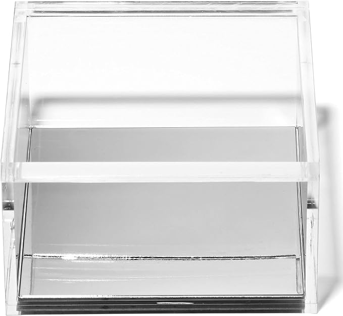 OfficeGoods Acrylic Desk Organizer w/Silver Base – Functional & Elegant Odds & Ends Box for Display or Storage – Perfect for Home or Office, Kitchen, Bathroom Vanity, Curio Display - Large