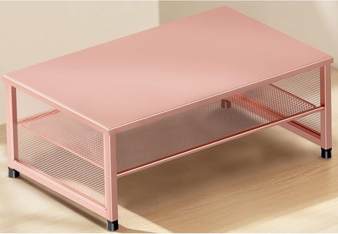 ECOLOVI 2-Tier Computer Monitor Stand Riser, Desk Organizer for Monitor, Printer & Laptop Stand, Desktop Workspace Organizers for Office Supplies(Rose Gold)