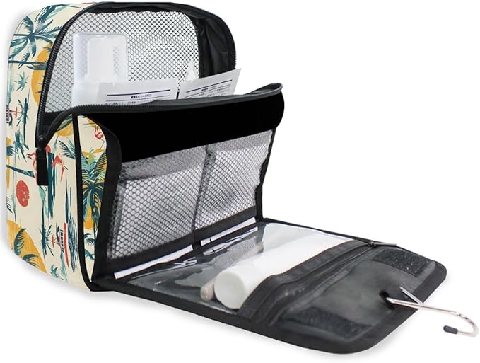 senya Hanging Travel Toiletry Bag Cute Kit Makeup Case Cosmetics Organizer for Men Women (Cruise Ships Sun Palm Trees)