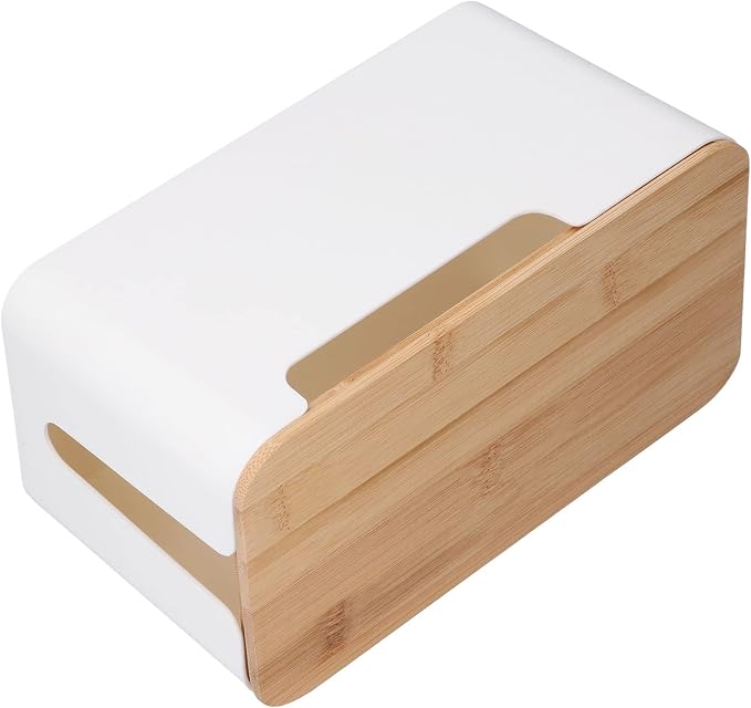 Cable Management Box Small Cord Hider Box with Wooden Lid for Tv Wires Routers Computers Cables Home and Office