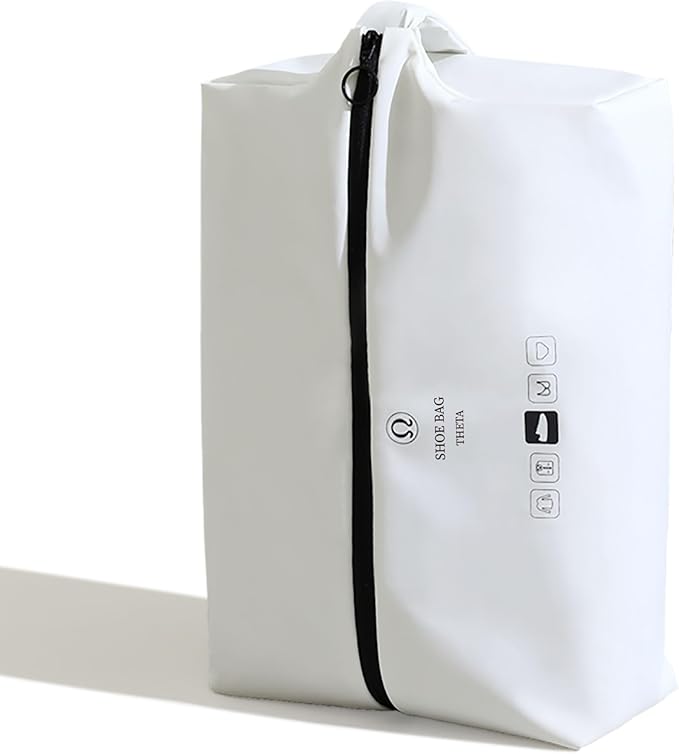 tianzong Double-Layer Fabric Wide-Opening Waterproof Travel Shoe Bag with Comfortable Handle (T400+TPU, White)