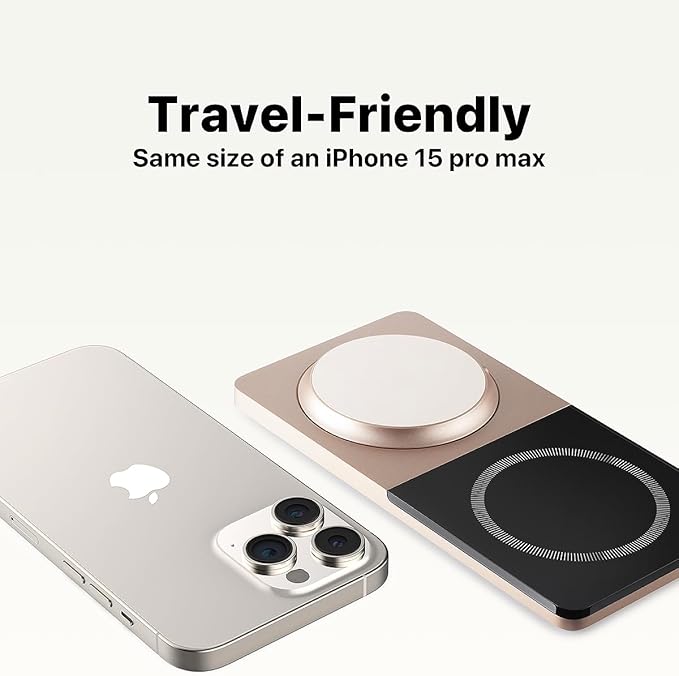 Wireless Charging Station for iPhone & AirPods: Foldable Charger Stand with MagSafe, 2-in-1 Magnetic Charger Stand for iPhone 12-15 & iPhone 16 & AirPods (No AC Adapter)