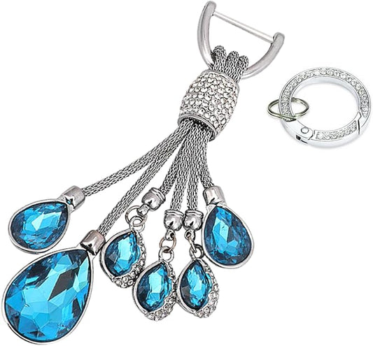 Bling Rhinestone Car Keychain, Fashion Auto Key Fob with Screwdriver, Vehicle Key Decoration Accessories for Woman (Blue)