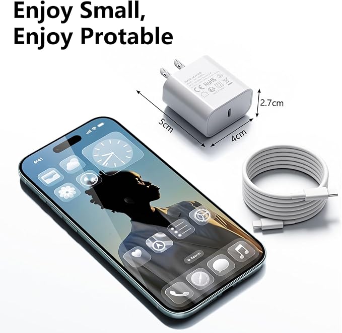 3pack Type C Charger 6FT Cable Fast Charging for iPhone 17/16/15,USB C Chargers Block 25W Super Fast for Samsung Galaxy S25/S24 S23 S22 S21/iPhone Air/17/17 Pro Max/iPhone 16/16 Pro Max/15 Pro Max