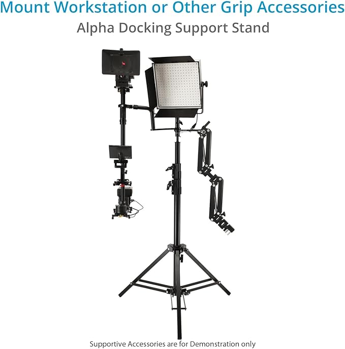 PROAIM Alpha Mobile Workstation: Height Adjustable Stand with 5/8 Baby Pin Mount, Monitor Mount, Wheel Set, Laptop & Accessory Tray. for Camera Operators, Photographers & Videomakers (TP-ALPA-02)