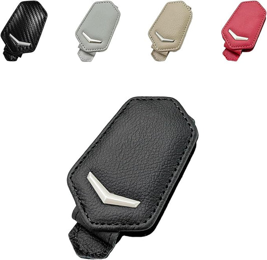 KVAEY Sunglasses Holders for Car Sun Visor, Magnetic Auto Visor Eyeglasses Holder Ticket Card Clip, Multifunctional Leather Sun Visor Glasses Hanger Mount Clip, Car Accessories (Black)