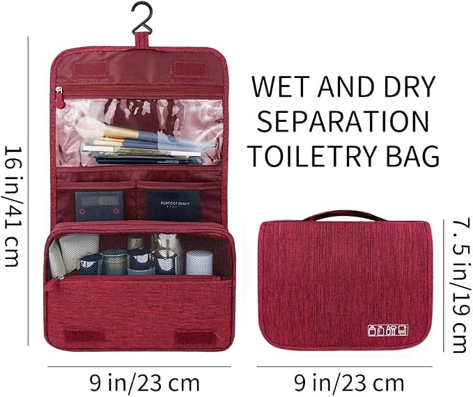Sechunk Toiletry Bag Water-Resistant Makeup Cosmetic Bag Travel Organizer for Accessories Travel Bag with Hanging Hook