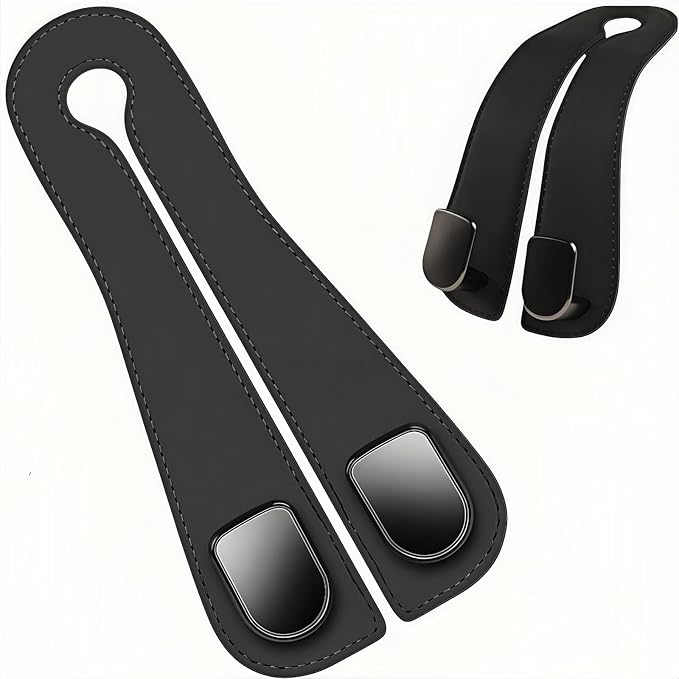Car Seat Headrest Hooks - 1 Pack Black Auto Seat Back Organizer with Phone Holder, Multi-Function Storage Hooks for Purses/Bags/Coats, Car Accessories for Interior Organization