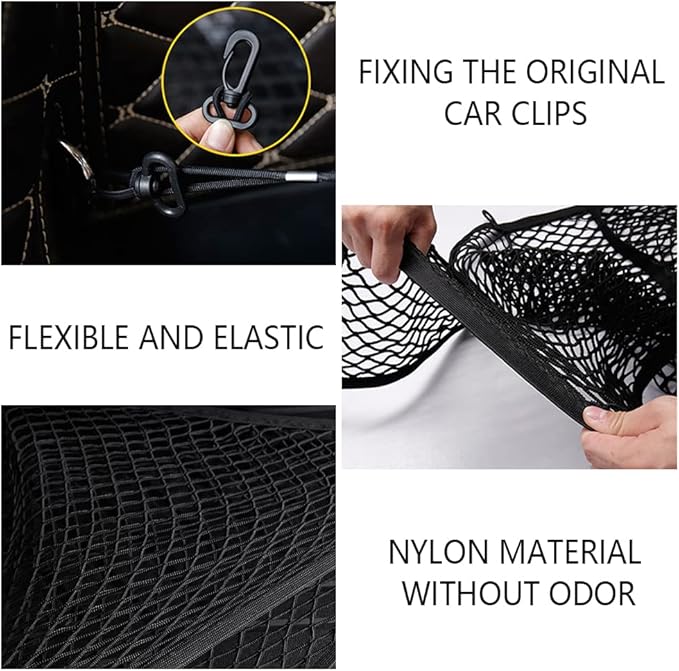 Car Rear Cargo Net with Good Elasticity&Tensile Strength Trunk Net Organizer for SUV Truck,Ideal Car Net Keeps Overlanding Accessories (L 43.3''x15.74'')