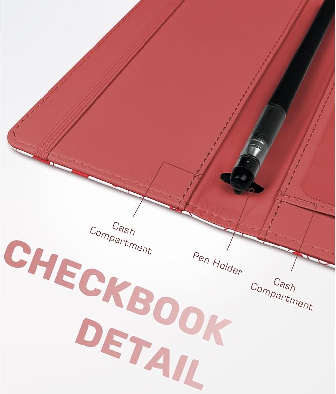 Letter Checkbook Cover, RFID Blocking Checkbook, Stylish, Lightweight, Slim Durable, Multi-Functional Checkbook Holder for Personal and Business Checks (Heart)