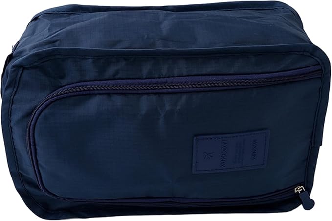 Travel Shoe Bags Foldable Waterproof Nylon with Zipper for Men & Women,Dark Blue