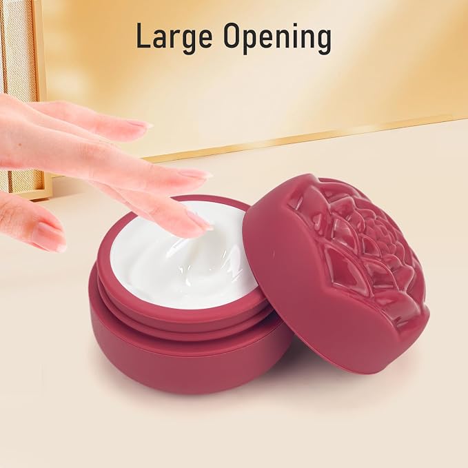 Travel Containers for Cosmetics Toiletries 0.88 Oz 4 Pack Small Silicone Refillable Mini Jars with Lid Handcream Eyes Cream Hair Gel Wax Pills Moisturizer Earrings Container Rose