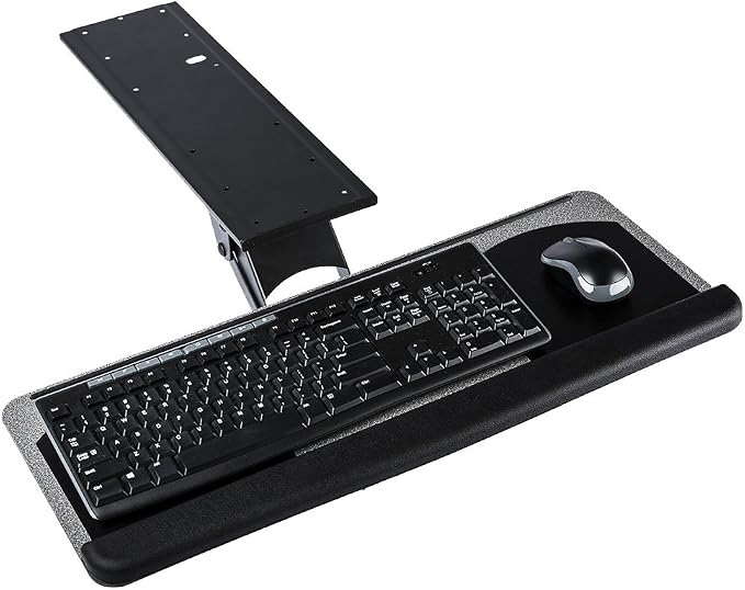 New Undermount Height Adjustable Keyboard Tray Mouse Pad Tray with Drawer and Tiltable Ergonomic Design 360 revolvable (25" x 10")