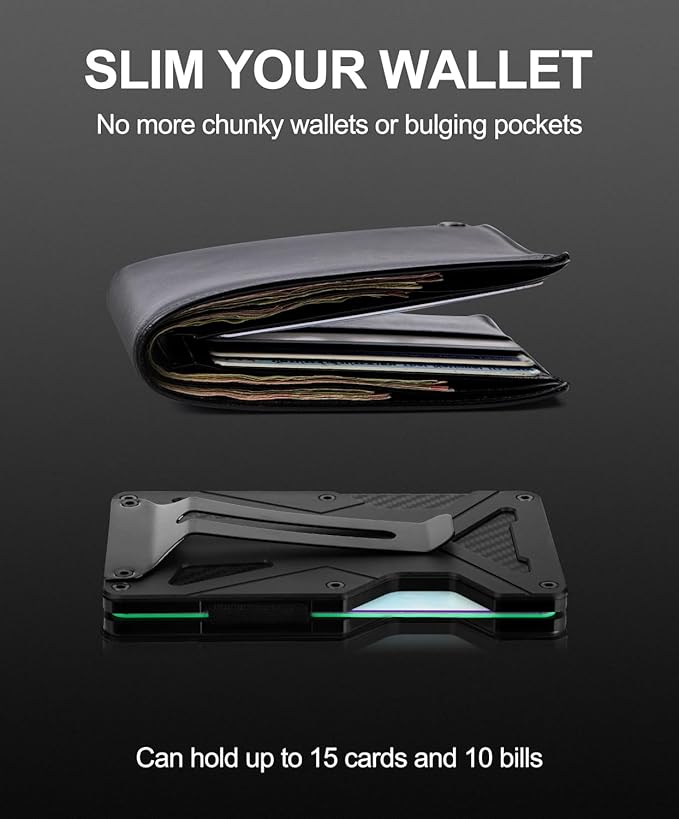 ONLOOKER Wallet for Men, Slim Tactical Wallet - Minimalist Aesthetics, Holds up to 15 Cards, RFID Safe, Blocks Chip Readers, Aluminum Wallet with Money Clip