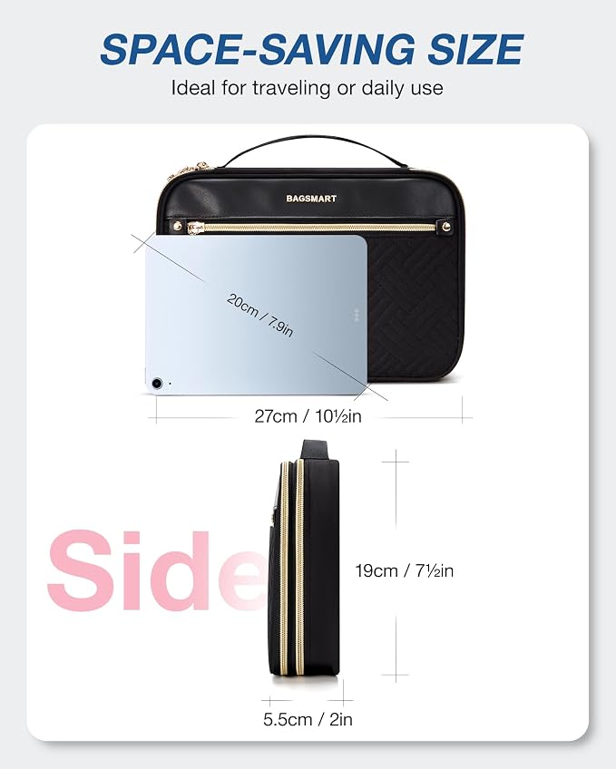 BAGSMART Electronic Organizer Case - Double Layer Cord and Tech Travel Organizer Bag for Charging Cables, Black