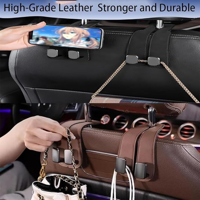 Car Seat Back Double Hook - Suede Hook,Support Car Headrest Hooks for Purses and Bags Coat,Universal Hidden Multifunctional Headrest Hooks for Car,for Purses and Bags 2pcs
