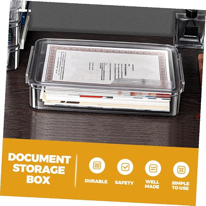 ABOOFAN Stackable File Storage Box Small Desktop Document Organizer with Lid for Office Filing and Home Paper Classification