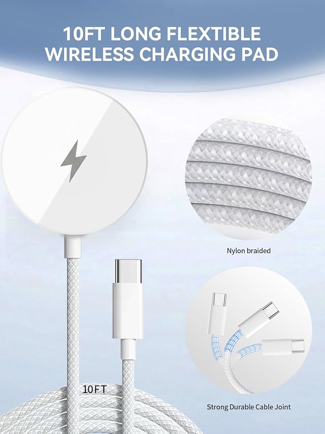 25W Mag Safe Charger 10FT,iPhone 16 17 Magnetic Wireless Fast Charger Wireless Mag Safe Fast Charging Pad with 35W USB C Brick Block Plug for iPhone Air 17/16/15/14/13/12 Pro Max Plus, AirPods Pro 2/3