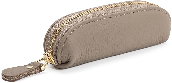 Full Grain Leather Coin Pouch - Travel Small Coin Purse with Zipper - Mini Key Pouch Change Purse for Women and Men (Elephant Gray)