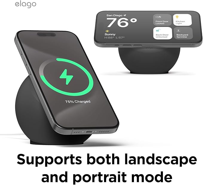 elago MS2 Charging Stand Compatible with MagSafe Charger - Premium Silicone, Compatible with iPhone 17/16/15/14/13/12 Series, Designed for MagSafe Stand [Black] [Charging Cable Not Included]
