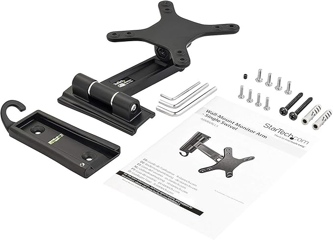 StarTech.com Monitor Wall Mount - Single Swivel - Supports Monitors 13??to 34??- VESA Monitor Wall Mount Bracket - Black (ARMWALLS)