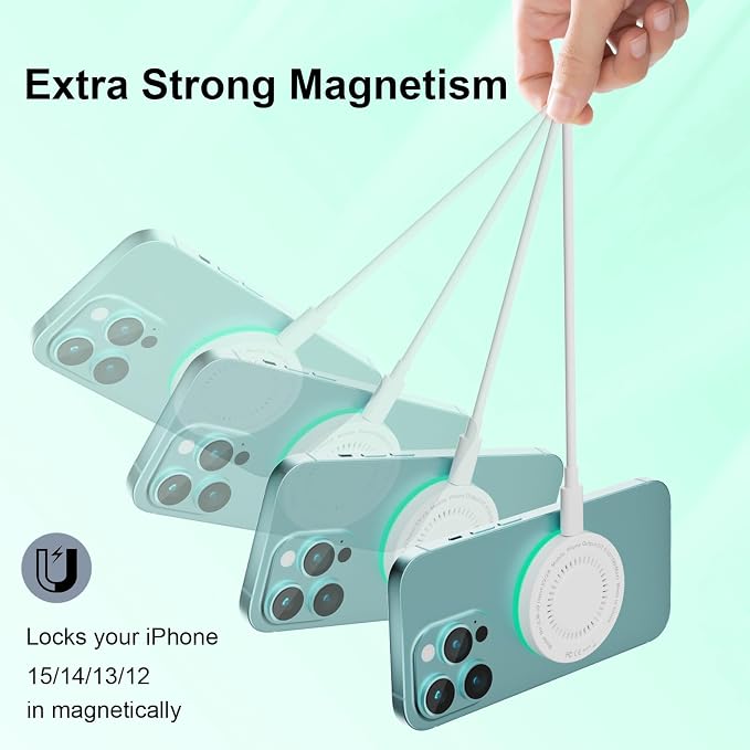 MagSafe Charger 2Pack 15W Magnetic Wireless Charger Fast Charging Pad with 6FT USB C to USB C Cable Compatible with iPhone 17/16/15/14/13/12 Series & AirPods 4/3/2/Pro | Strong Magnet Technology