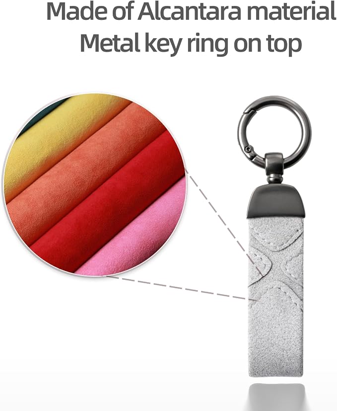BETTERHUMZ Leather Suede Car Keychain,Key Chain Clip for Alcantara, Anti-Lost D-Ring for Men and Women Car Accessories