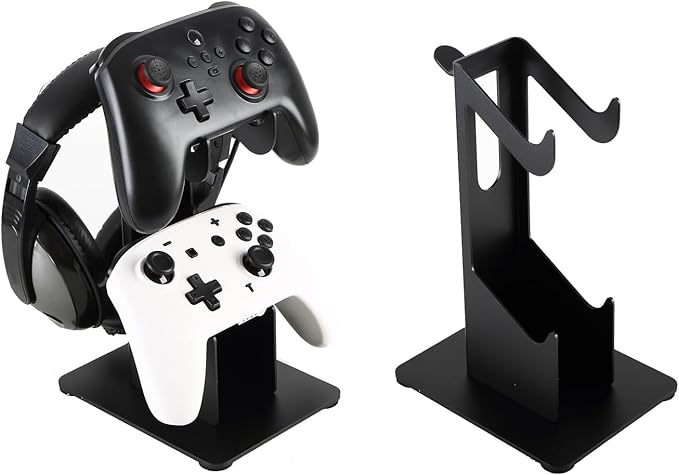 Controller Holder 2 Tier, Controller and Headset Aluminum Stand for Gaming Desk, Stronger Snap-on Construction Hanger for All Universal Gaming PC Accessories