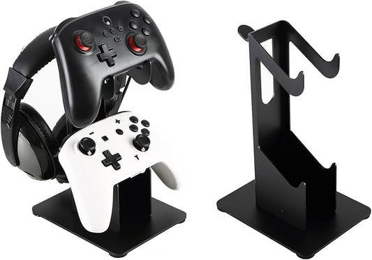 Controller Holder 2 Tier, Controller and Headset Aluminum Stand for Gaming Desk, Stronger Snap-on Construction Hanger for All Universal Gaming PC Accessories
