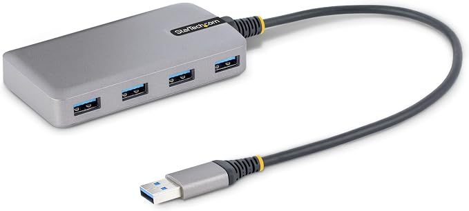StarTech.com 4-Port USB Hub - USB 3.0 5Gbps, Bus Powered, USB-A to 4X USB-A Hub w/Optional Auxiliary Power Input - Portable Desktop/Laptop USB Hub, 1ft/30cm Cable, USB Expansion Hub (5G4AB-USB-A-HUB)