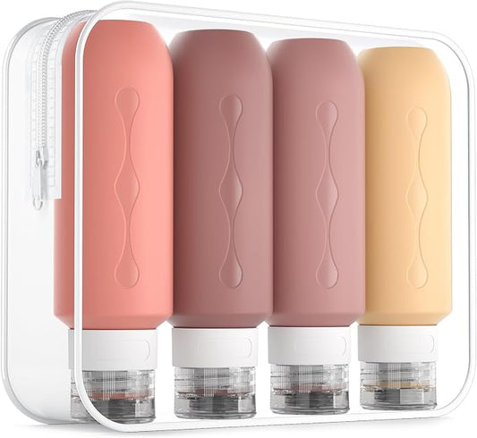 Gemice Travel Bottles for Toiletries, Tsa Approved Travel 6oz Size Containers with Clear Bag, BPA Free Leak Proof Travel Tubs Refillable Liquid Travel Accessories for Cometic Shampoo Lotion