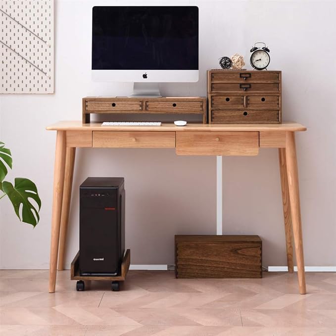 KIRIGEN Cable Management Box Wooden Cord Organizer Hide Power Strip Desk Wires Protector for Home Office TV Computer (DXH2T-DBR)