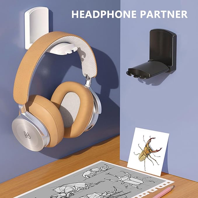 Headphone Stand Holder for Airpods Max,HyperX,Sennheiser,Sticky Headset Hanger Adhesive Headphone Holder Hook Mount,Headset Stand Clip Under Desk,Earphone Clamp for Airpods Max (Black 1 Pack)